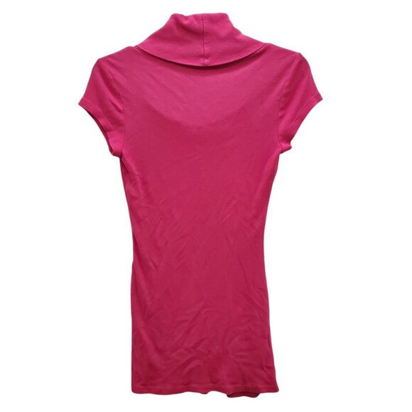 Express Sexy Basics Women Y2K Hot Fuchsia Cowl Neck Cap Sleeve‎ Babydoll Tunic S - Picture 5 of 5
